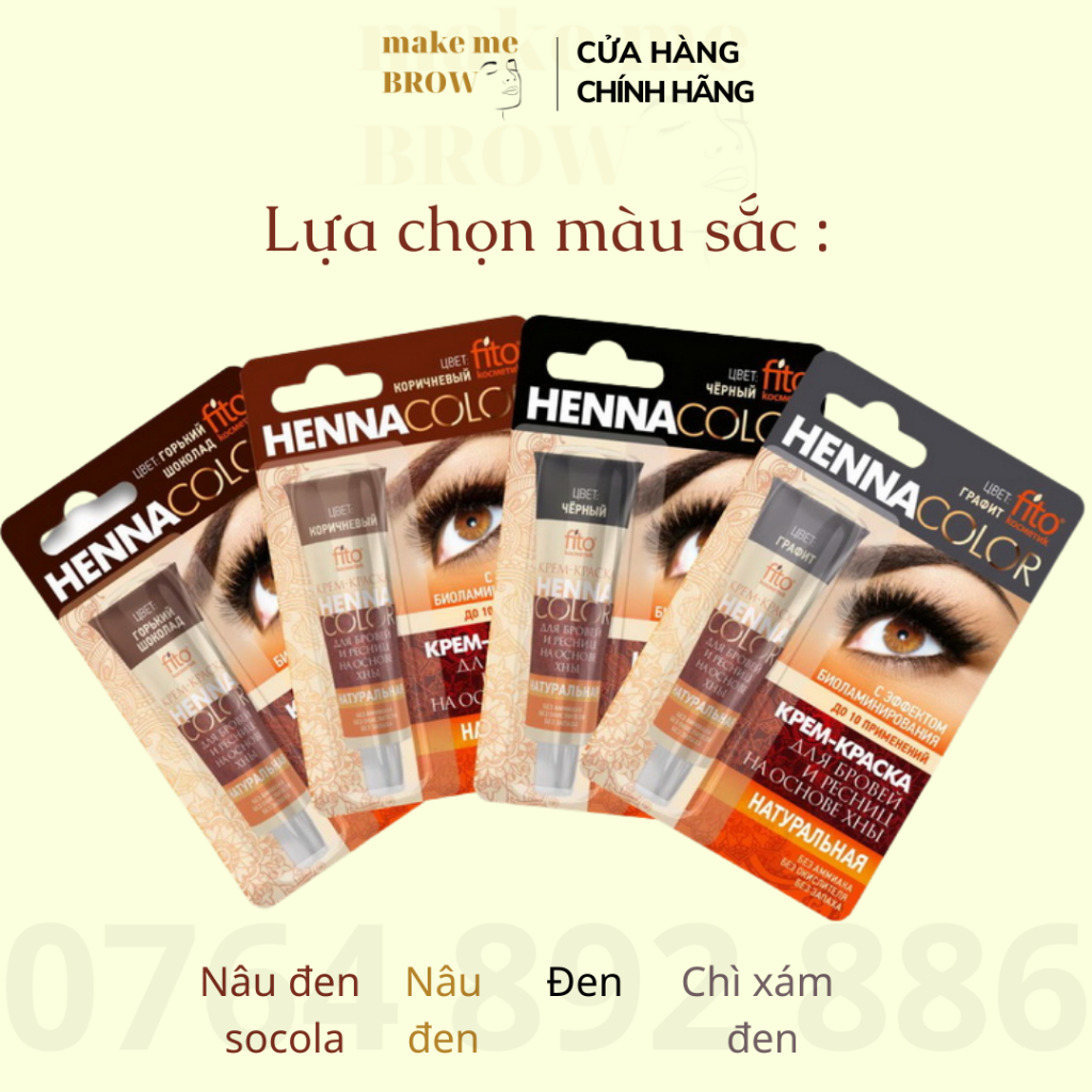 Nhuộm đen mi - lông mày FITO HENNA Nga thảo dược lá móng 5ml  đủ 4 màu - makemeBrow