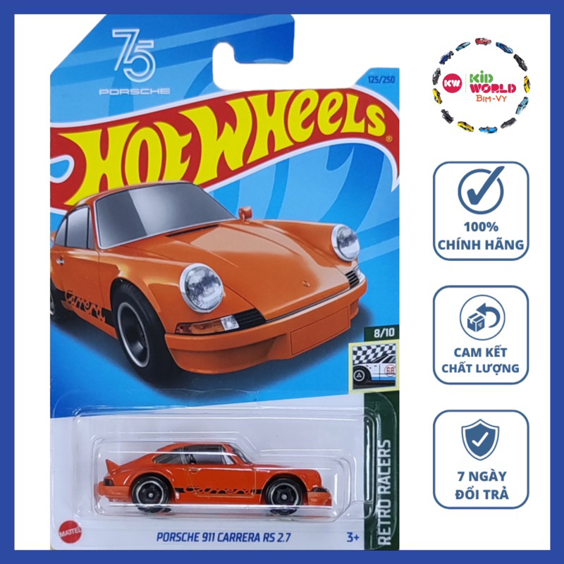 Xe mô hình Hot Wheels basic Porsche 911 Carrera RS 2.7 HKJ82.