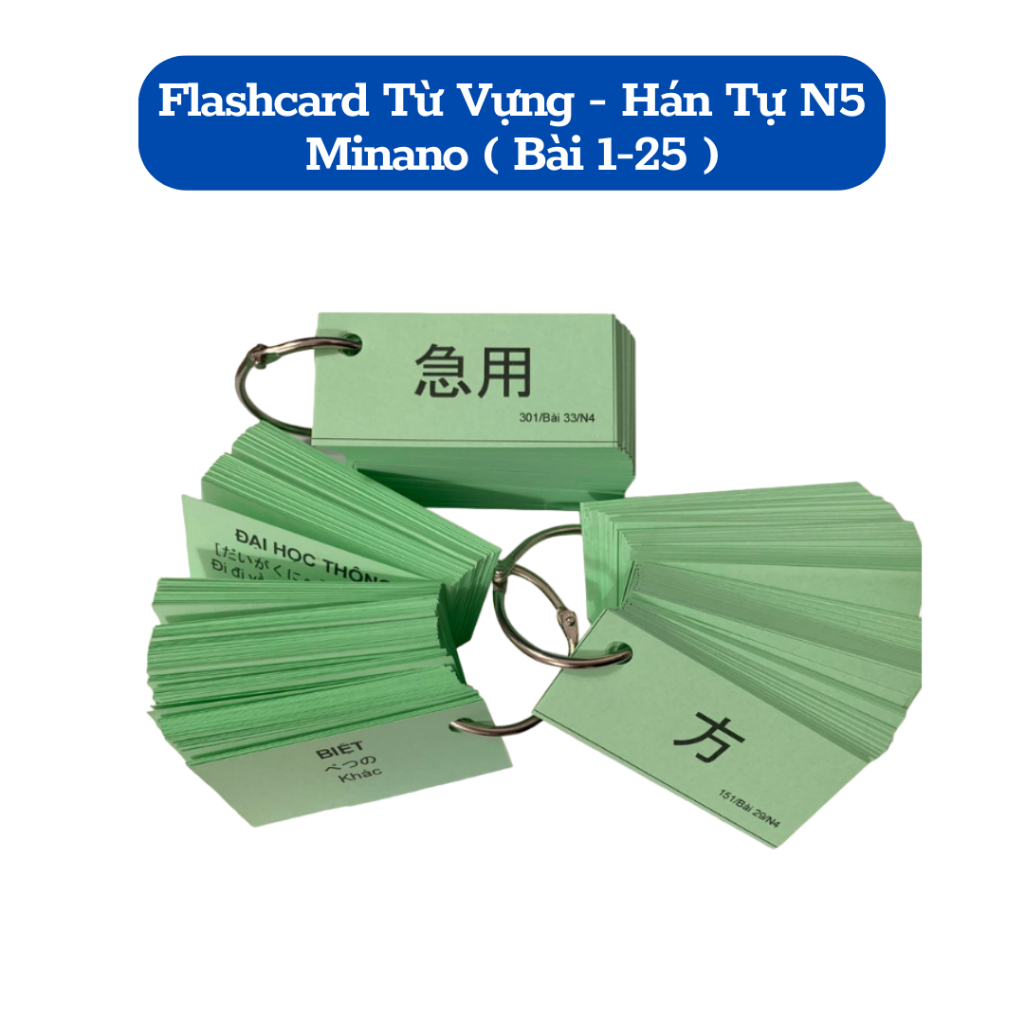 Flashcard Học Kanji - Từ Vựng N5 theo giáo trình Minnano 1 (Bài 1 - 25)