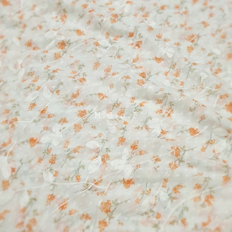 Vải voan chiffon thêu hoa