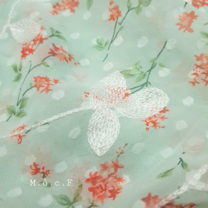 Vải voan chiffon thêu hoa