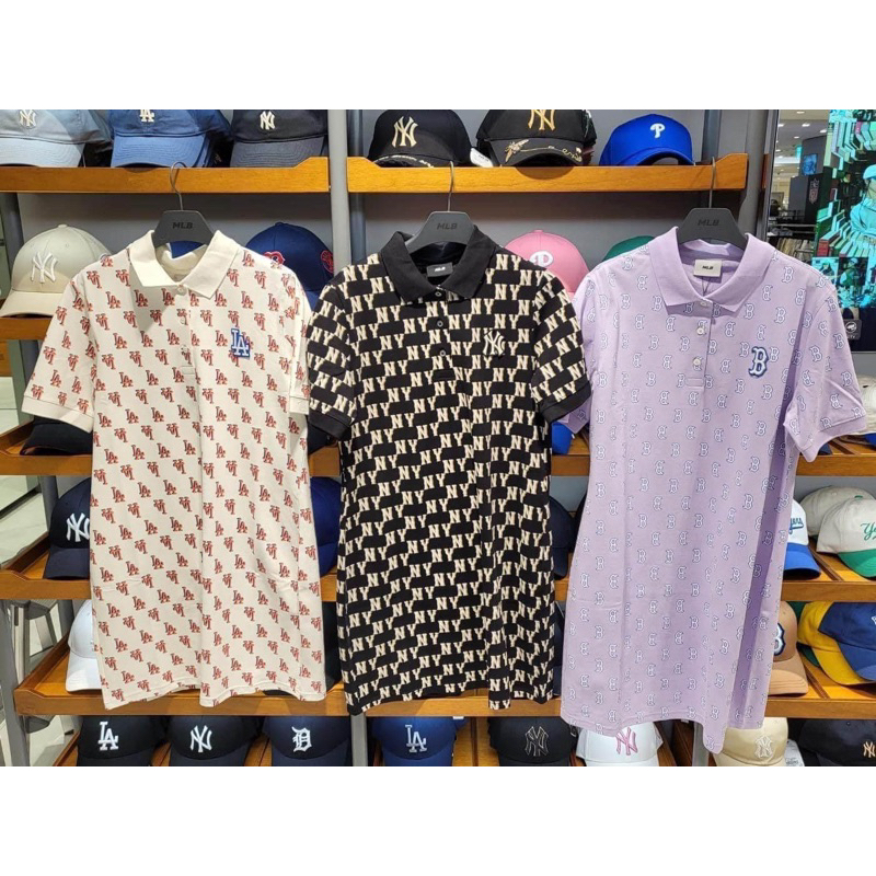 Mẫu đầm polo mono M.L.B logo Ny, LA & B sẵn đủ ba màu cho khách yêu chọn lựa