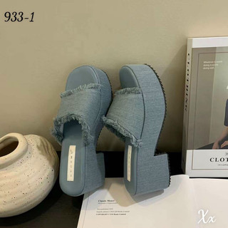Dép 1 bản vải jean rách đế 5cm hàng fullbox - cerihouse