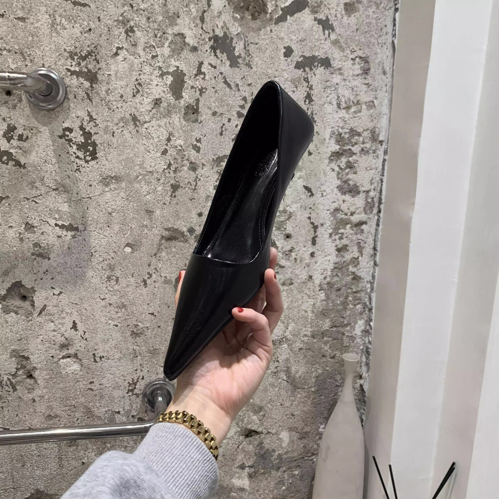 S027 Giày da nữ mũi nhọn đế thấp 2 phân thanh lịch thời trang cho nữ 2023