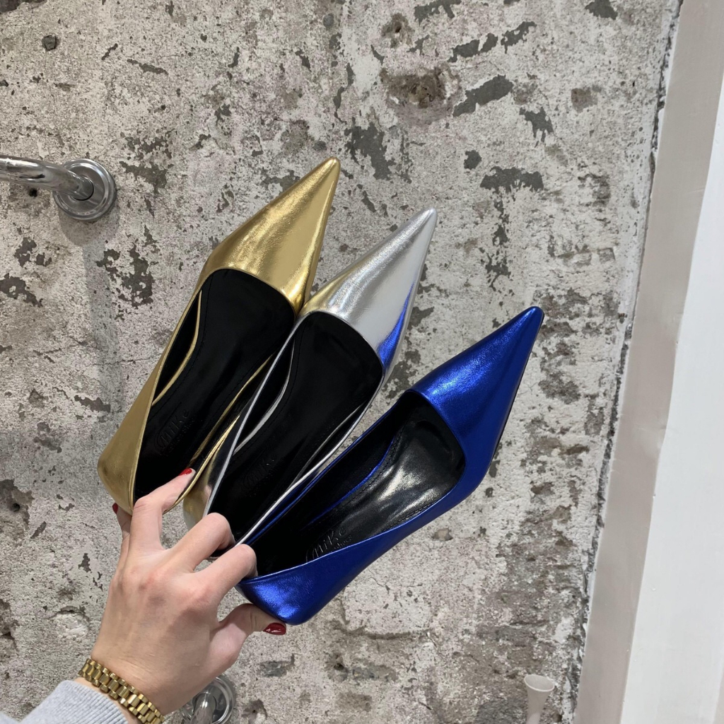 S027 Giày da nữ mũi nhọn đế thấp 2 phân thanh lịch thời trang cho nữ 2023