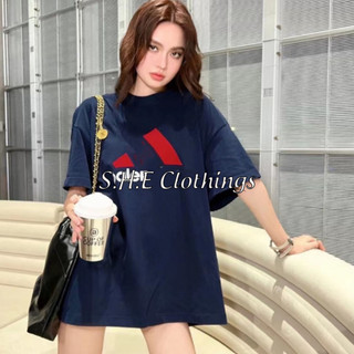 Áo phông thụng balen 3 sọc hình ép 5d áo thun tay lỡ form rộng freesize s068