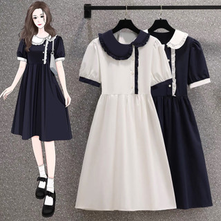 đầm xòe cổ phối viền tay ngắn phồng dễ thương ( thời trang bigsize vicky.g -anitagreen) n623