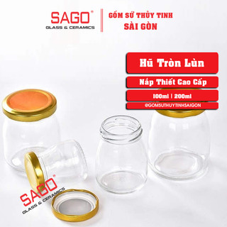 Sét 12 hũ thủy tinh 100ml ( nắp vàng )
