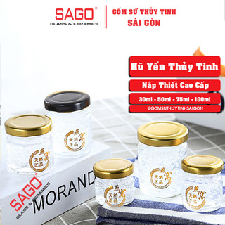 Combo 10 hũ thủy tinh tròn đựng yến 30ml , 50ml , 75ml | tùy chọn dung tích