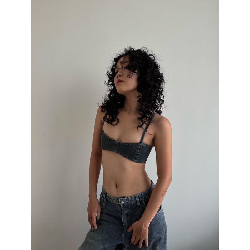 Áo bra cúp ngực denim Melancholy