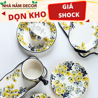 XẢ KHO GIÁ SHOCK - Bộ bát đĩa sứ vẽ tay - Bộ sưu tâp Hoa cúc vàng