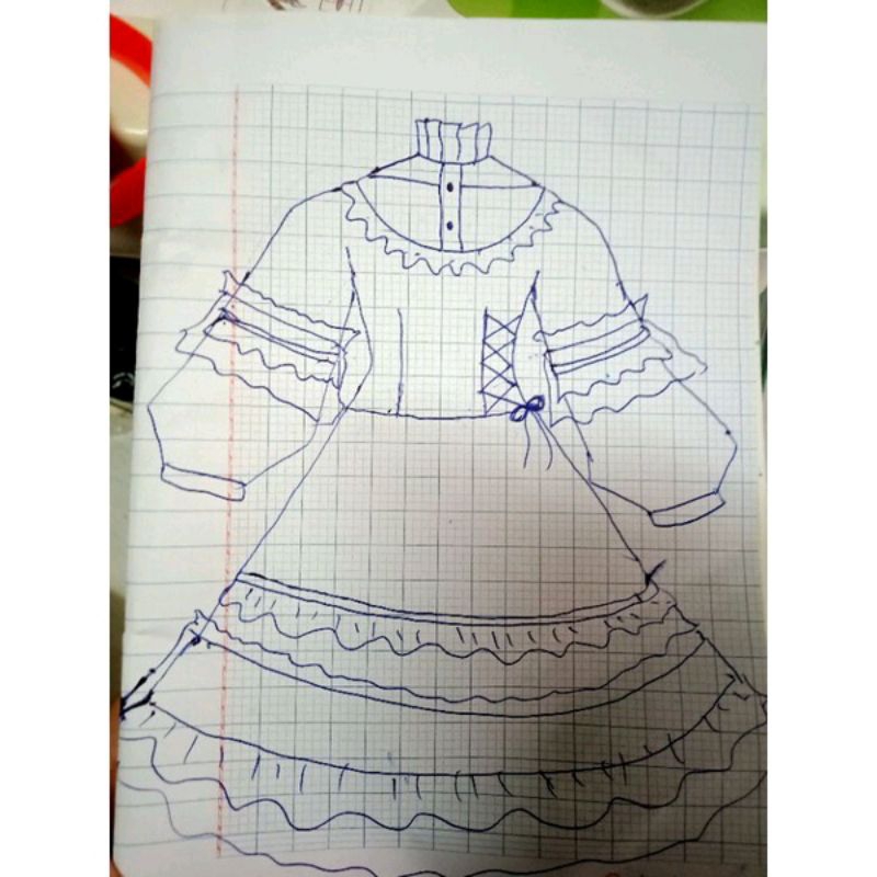 Búp bê như hình và Đầm Lolita do mình vẽ mẫu có tặng kèm chân đế .  .