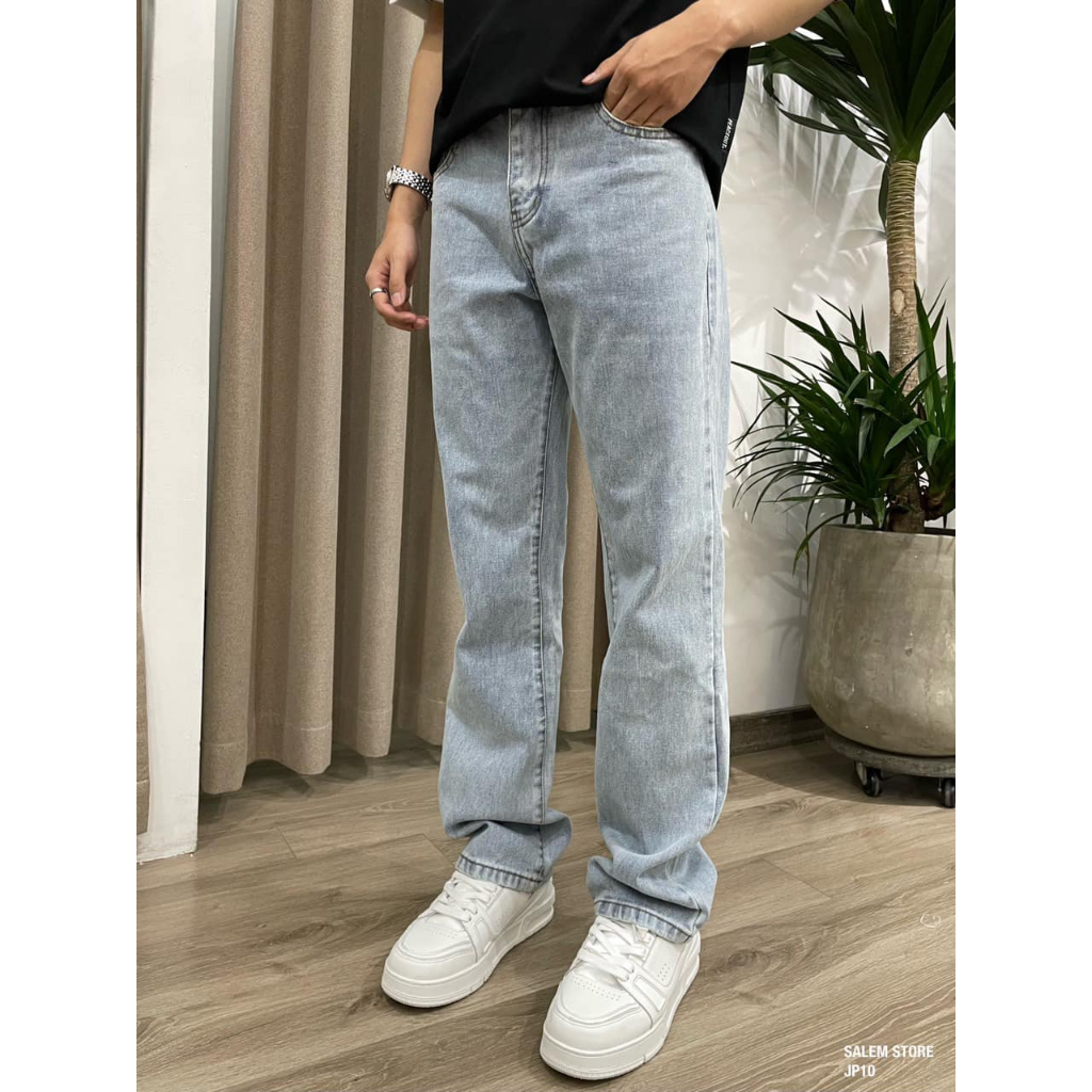 Quần Jeans P10 Peaceout Studios Xanh lơ và Đen , Ống Xuông