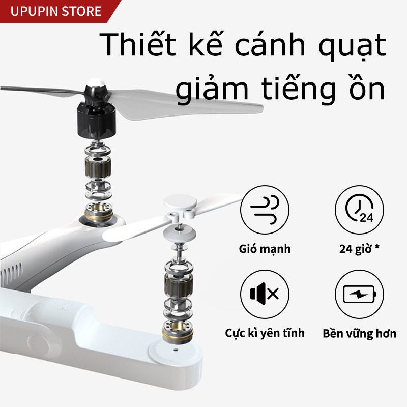 Quạt mini UPUPIN kèm sạc, 3 mức điều chỉnh, dung lượng pin lớn 2000mAh, có thể dùng sạc dự phòng cho điện thoại di