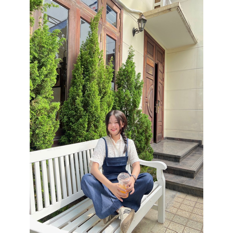 DENIM JUMPSUIT - Jumpsuit denim hai dây - AIMEE