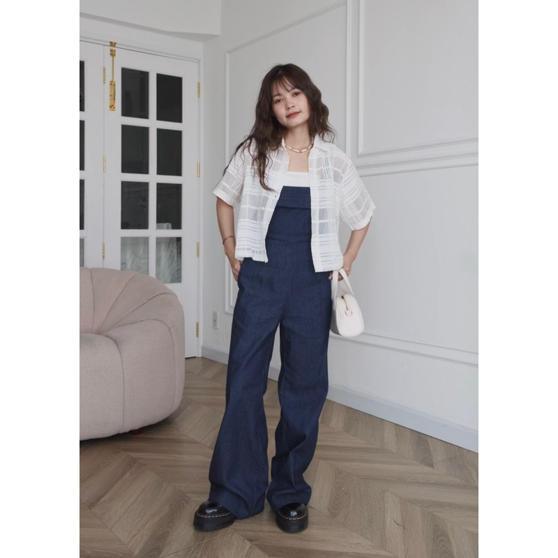 DENIM JUMPSUIT - Jumpsuit denim hai dây - AIMEE