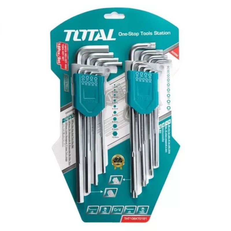 Bộ 18 chìa lục giác và lục giác bông TOTAL THT106KT0181