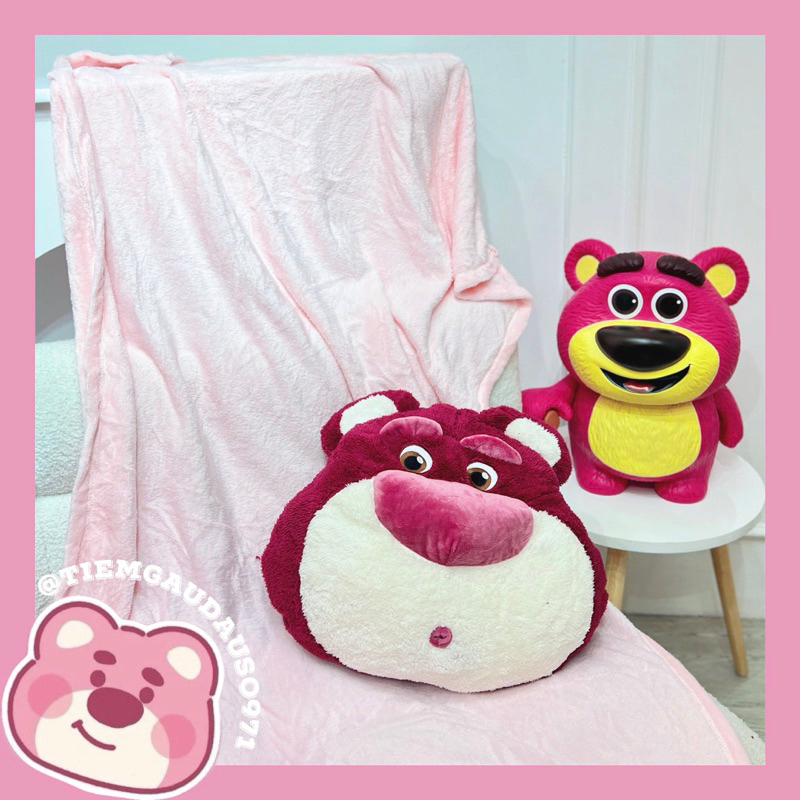 Đầu Gấu Dâu Lotso Kèm Mền 2in1 Phù Hợp Du Lịch Và Văn Phòng