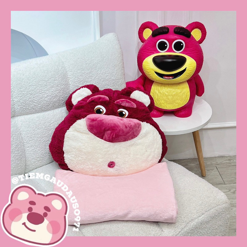 Đầu Gấu Dâu Lotso Kèm Mền 2in1 Phù Hợp Du Lịch Và Văn Phòng
