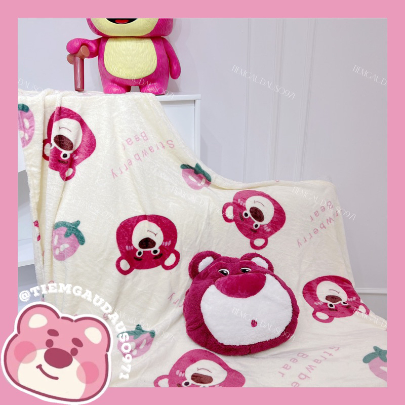 Đầu Gấu Dâu Lotso Kèm Mền 2in1 Phù Hợp Du Lịch Và Văn Phòng