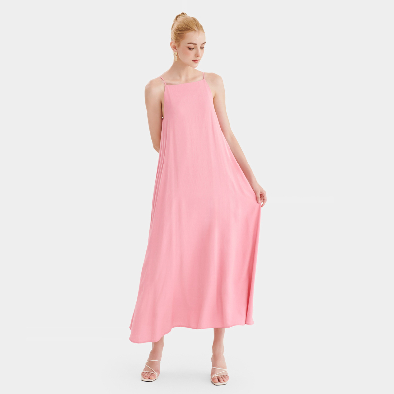 Đầm maxi MARC FASHION 2 dây form suông hở lưng thắt nơ - FALH053123