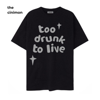 Áo thun cinimon drunk tee cotton tay lỡ màu đen