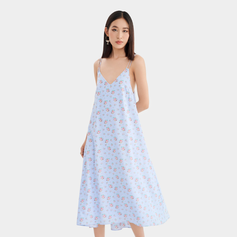 Đầm dây nữ MARC FASHION maxi họa tiết form rộng FAVH050922