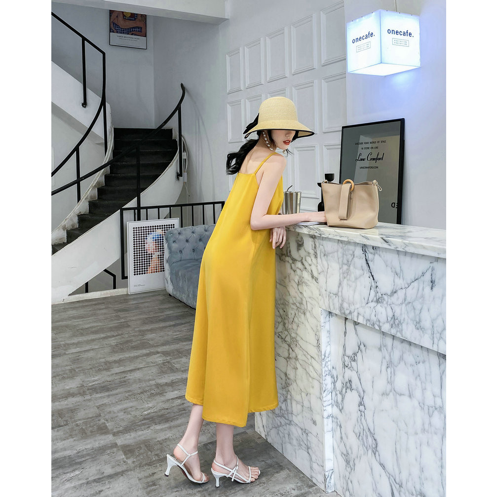 Váy 2 dây dáng dài trơn nhiều màu dễ phối đồ, mặc đi làm đi chơi, quai váy có điều chỉnh dài ngắn
