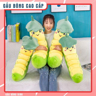 Gấu bông sâu đậu cute, Gối ôm hình con sâu chuối vàng - Kich thước 1m2