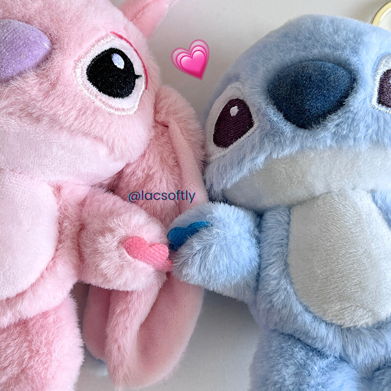 Móc chìa khoá gấu bông hoạt hình Stitch Tím Xanh Hồng lông mịn dễ thương / Có sẵn /
