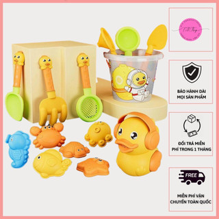 Bộ đồ chơi xúc cát hình vịt vàng 14 chi tiết vui nhộn dành cho bé