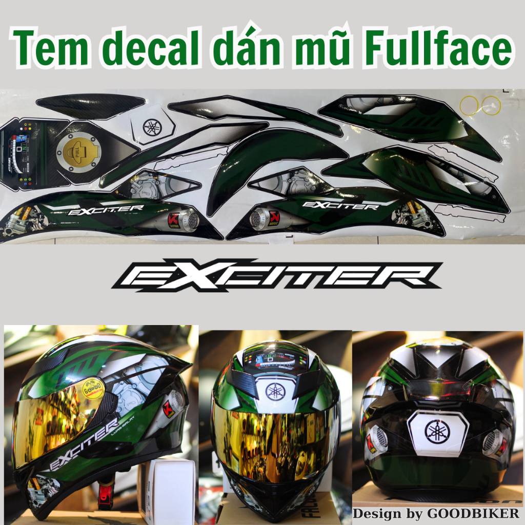 Tem Dán mũ bảo hiểm fullface YAMAHA EXCITER nhiều màu