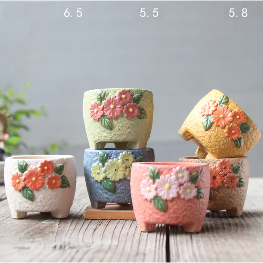 Chậu cây mini hoa nổi CHAU33 trồng hoa sen đá cây cảnh cute trang trí decor ống bút cắm đồ 4.5-5,8cm