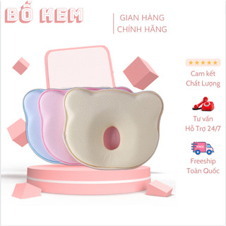 Gối cao su non hình gấu chống bẹp đầu cho bé 0_5 tuổi