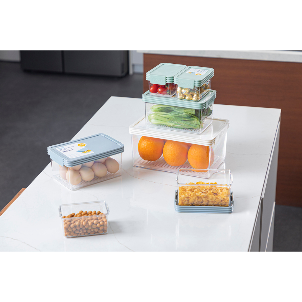 Bộ 3 hộp thực phẩm Tritan Hokkaido, thiết kế vỉ ráo nước bảo quản thực phẩm tốt, chống đông đá & dập thực phẩm