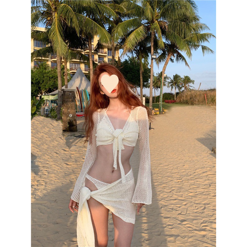 SET BIKINI 4 MẢNH BE KÈM ÁO KHOÁC KHĂN QUẤN DẬP LỖ KÍN ĐÁO DỄ THƯƠNG SEXY