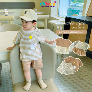 Bộ cộc tay bé trai CHIVU'sKID chất cotton mềm mịn thoáng mát, đồ bộ bé trai 8-18kg