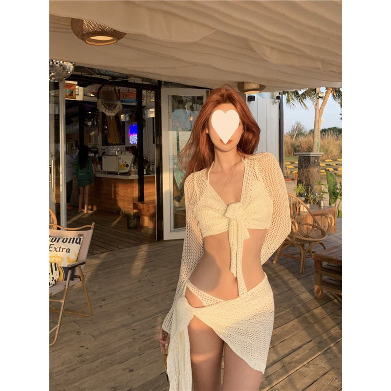 SET BIKINI 4 MẢNH BE KÈM ÁO KHOÁC KHĂN QUẤN DẬP LỖ KÍN ĐÁO DỄ THƯƠNG SEXY