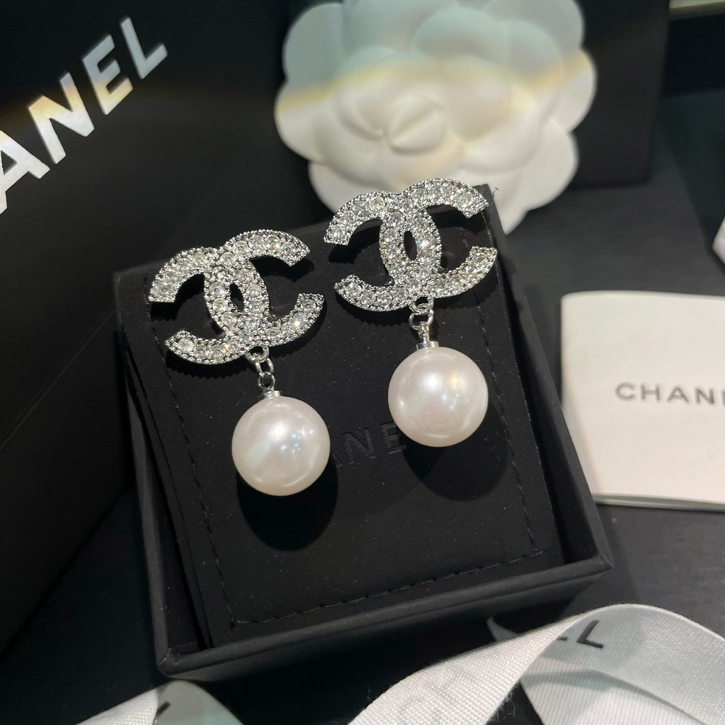 Khuyên chữ X bạc thả hạt ngọc trai nhân tạo sang chảnh ECN31
