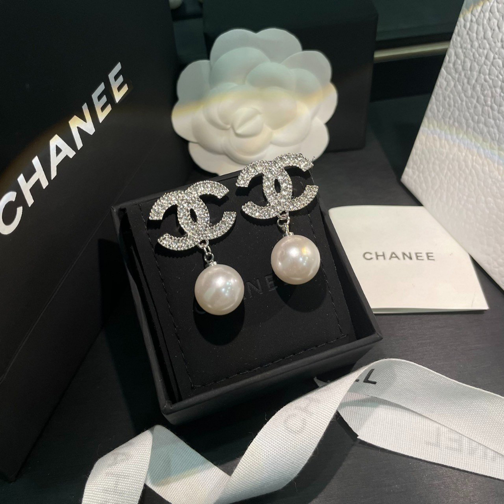 Khuyên chữ X bạc thả hạt ngọc trai nhân tạo sang chảnh ECN31