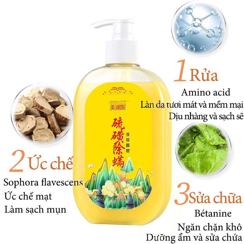 Sữa  tắm trắng da sữa tắm mụn lưng sữa tắm viêm nang lông 400ML chiết xuất 100% suối lưu huỳnh tự nhiên.