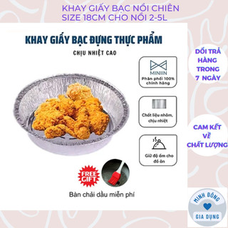 Set 20 khay giấy bạc đựng thực phẩm dùng cho nồi chiên không dầu size 22cm dùng cho nồi 6-12 lít
