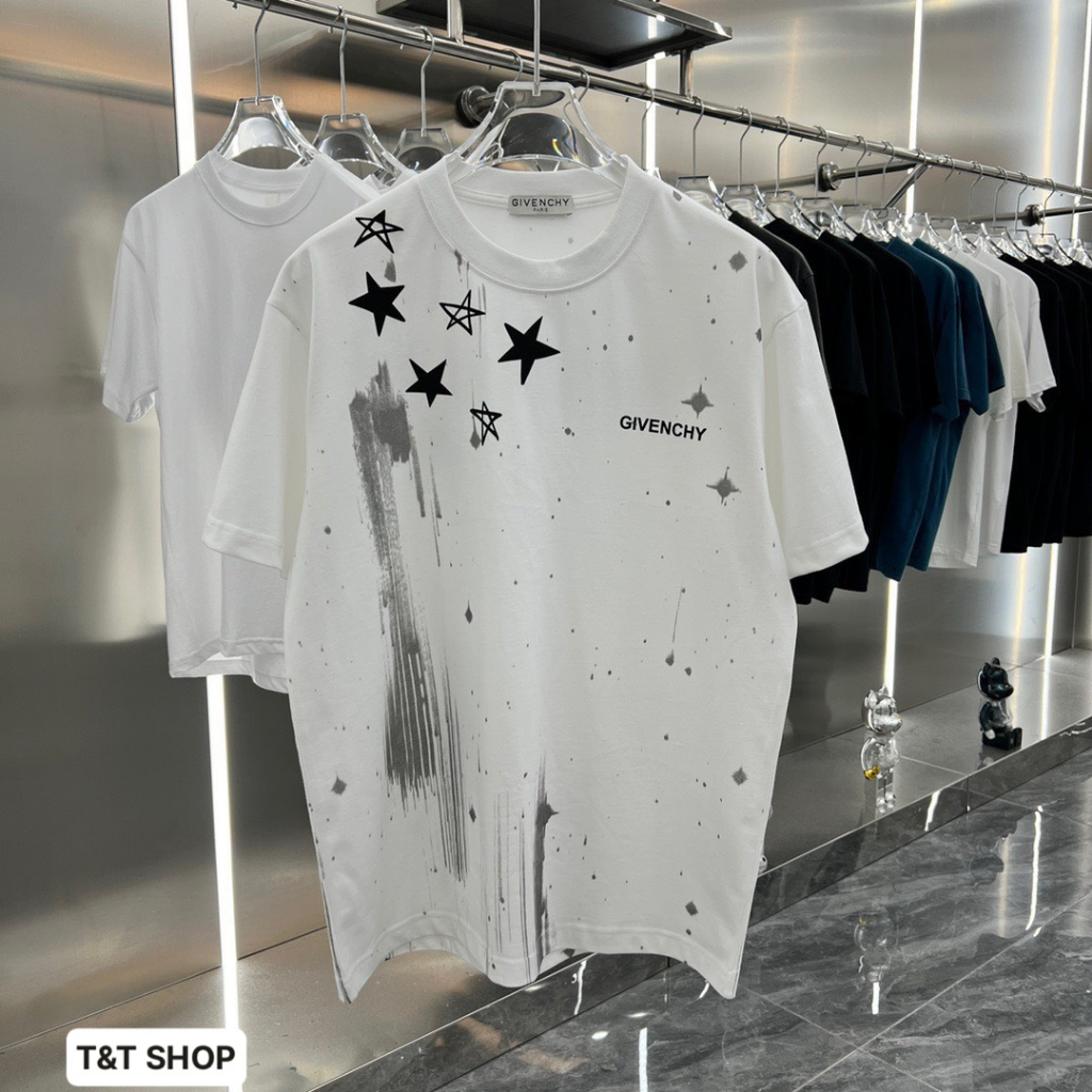 Áo Phông Nam Nữ Siêu Cấp Given.chy In Họa Tiết Sao Chất Liệu Cotton Co Giãn Hai Chiều, Áo Thun Nam Nữ Mẫu Mới 2023