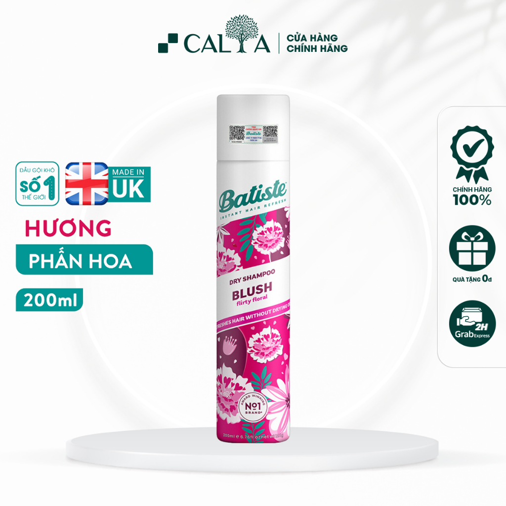 Dầu Gội Khô Batiste Hương Hoa Quyến Rũ, Sạch Dầu Nhờn Tức Thì - Batiste Dry Shampoo Floral & Flirty Blush 200ml