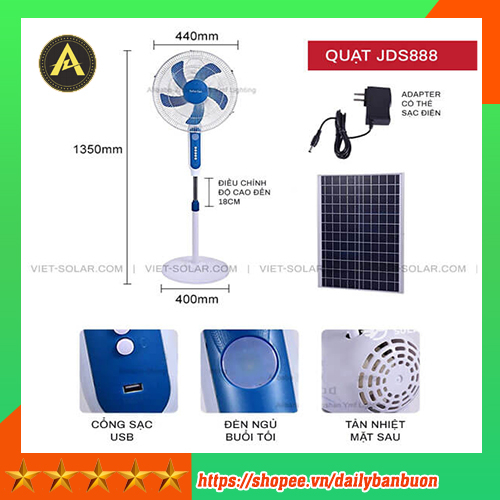 Quạt tích điện năng lượng mặt trời solar fan | BigBuy360 - bigbuy360.vn