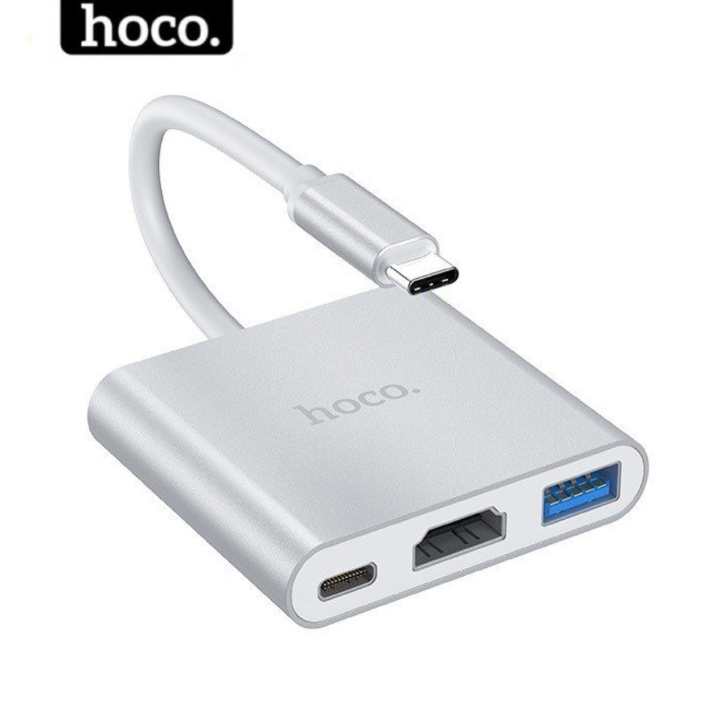 Hub type c usb 3.0 chính hãng HOCO 3 port HDMI USB3.0 Typec dùng cho ipad macbook laptop ...