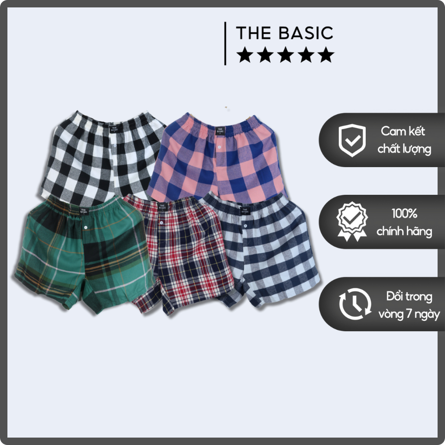 Quần Short Kẻ Caro Nam Nữ THE BASIC Mặc Ngủ Ở Nhà Chất Cotton Mát Mềm Mịn, Co Giãn, Vận Động Thể Thao Thoải Mái.