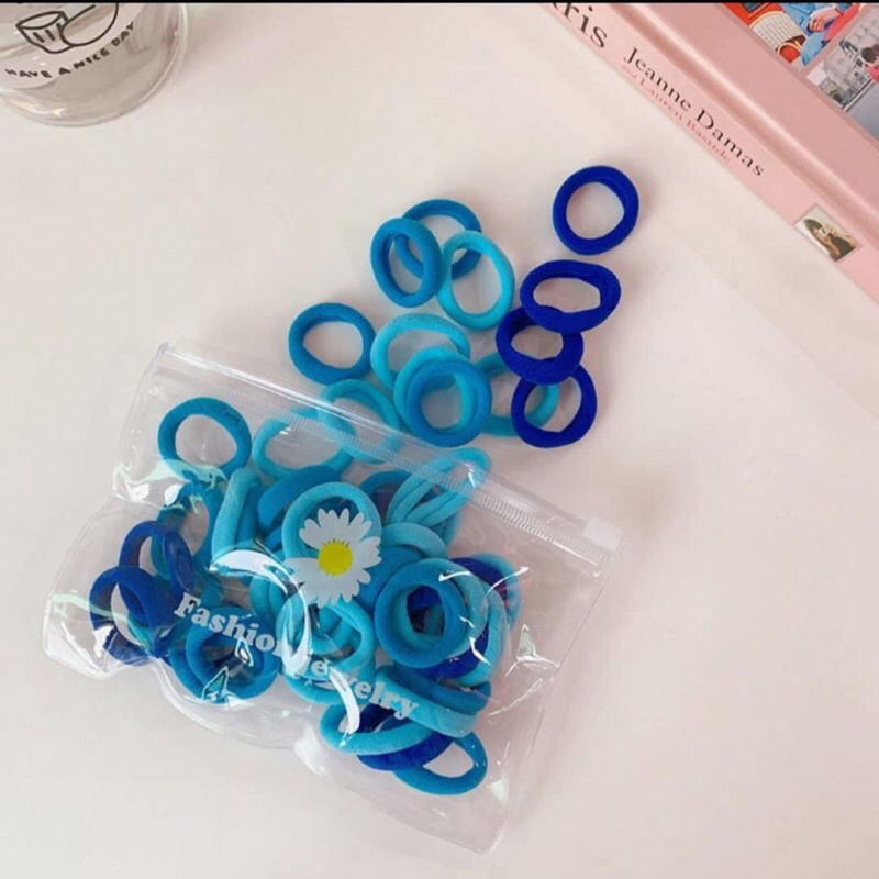 Set 50 buộc tóc dễ thương nhiều màu cho bé kèm túi zip xịn xò [Pink-CH10]