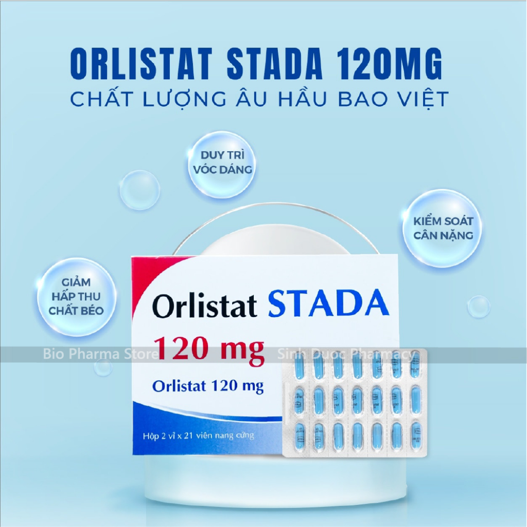Viên uống giảm cân Orlistat 120mg STADA - Giảm mỡ thải mỡ an toàn