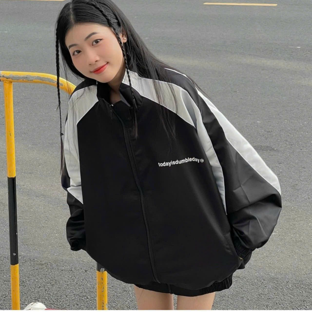 Áo khoác dù cổ trụ Nam Nữ 2 lớp tay phối màu in today.. thời trang siêu hot MCTPkhoac384 384